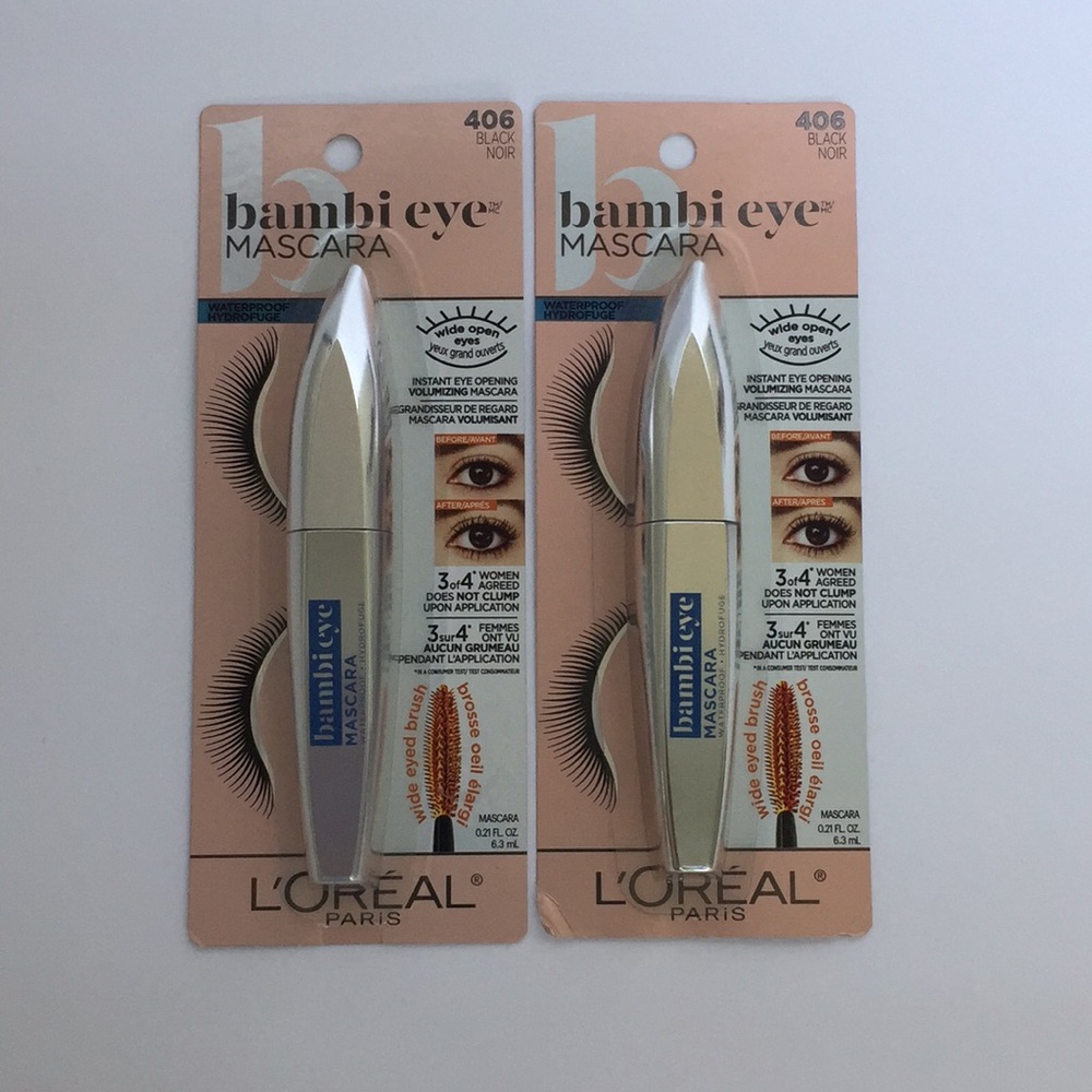 2 L’oreal Bambi Eye Mascara - Waterproof 406 Black